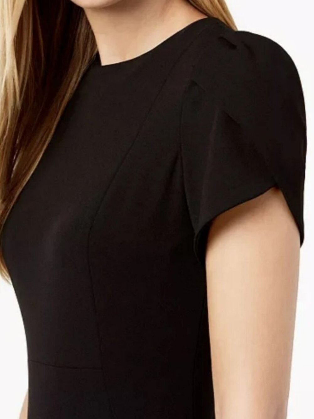 Calvin Klein Tulip-Sleeve Sheath Dress Women's 12 Black - Picture 3 of 6